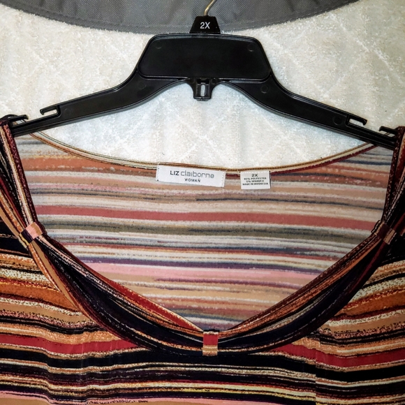 Liz Claiborne multicolor 2x cap sleeve top - Picture 6 of 7